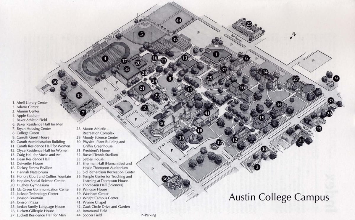 Κολέγιο Austin college campus χάρτης