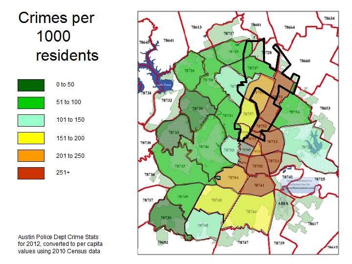 χάρτης εγκληματικότητας Austin