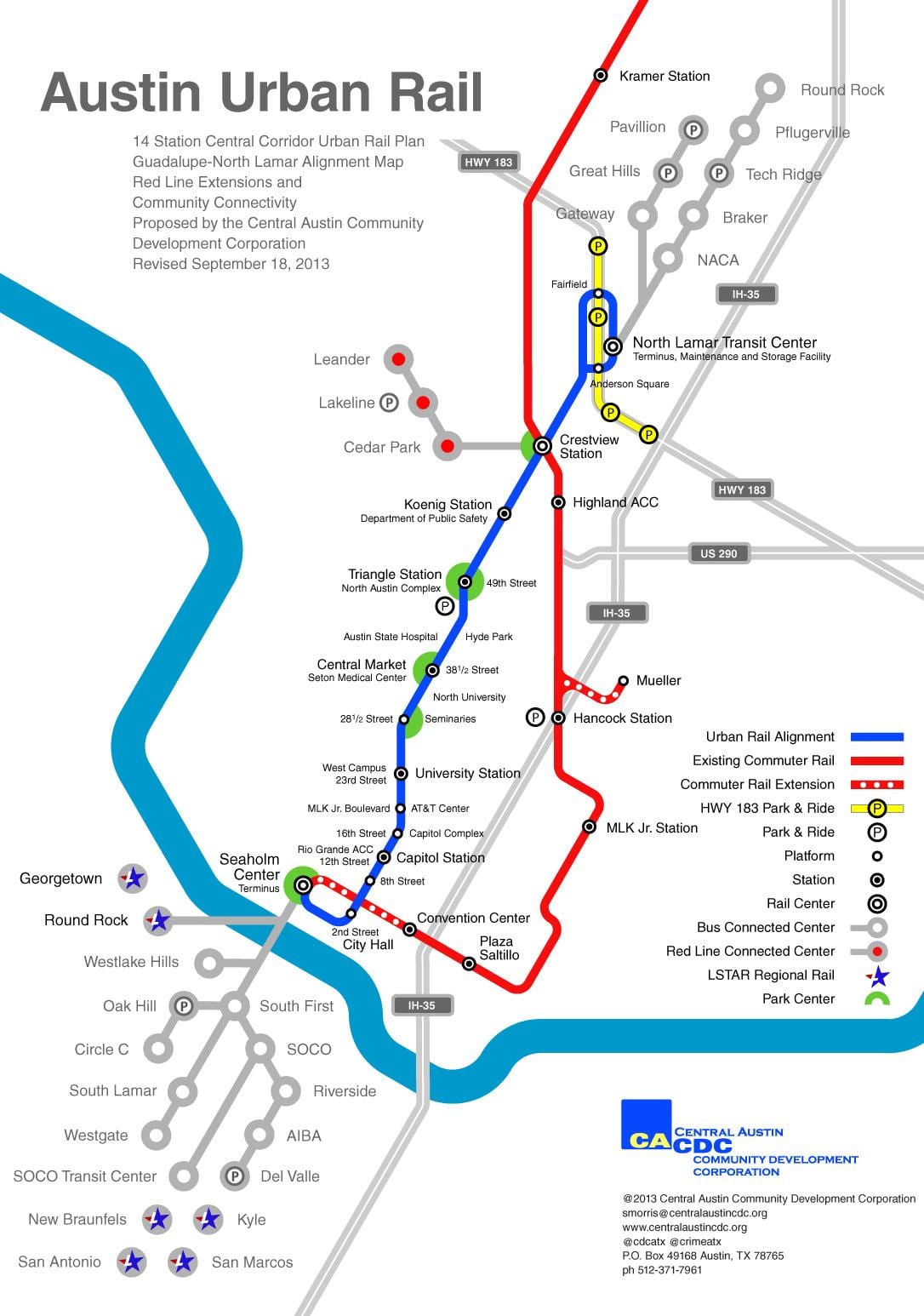 Austin σιδηροδρομικό χάρτη
