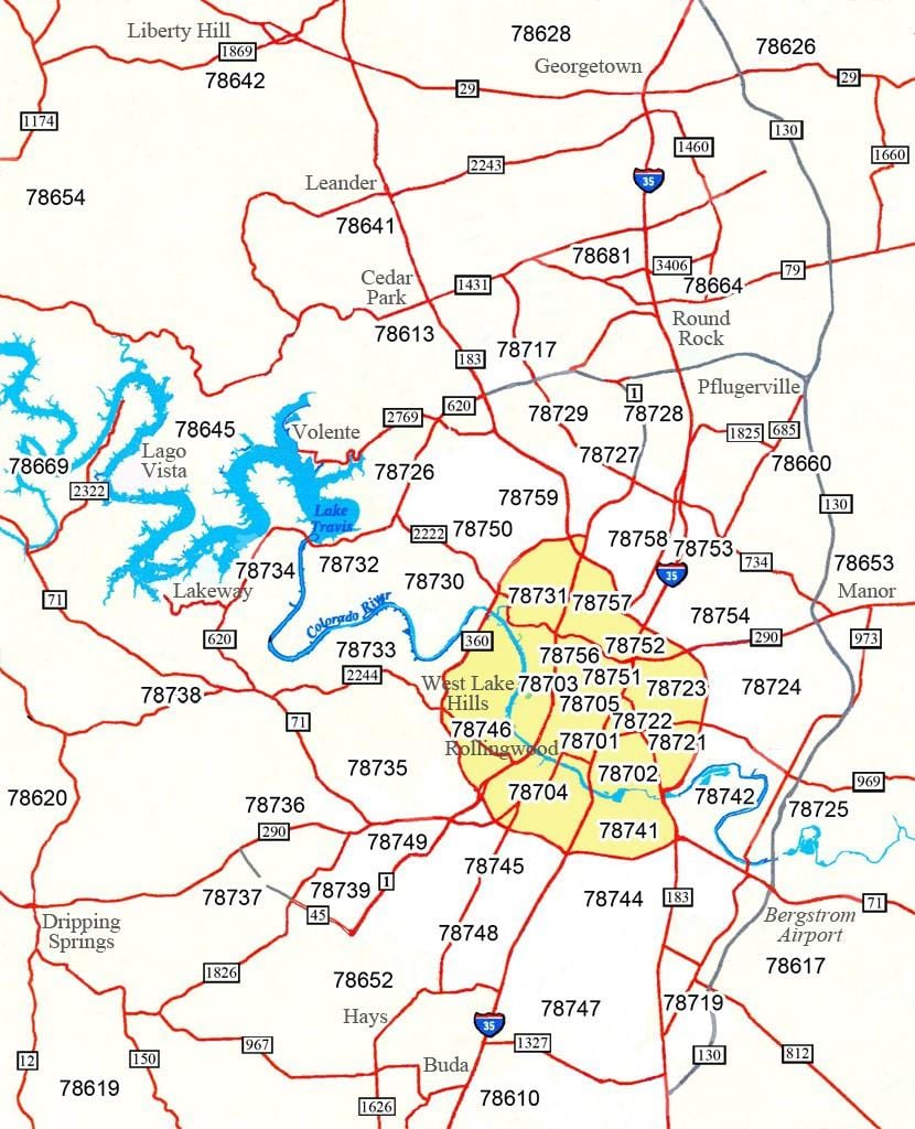 ταχυδρομικός κώδικας χάρτης Austin Tx