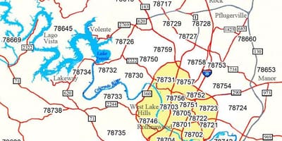 Ταχυδρομικοί κώδικες Austin Tx χάρτης
